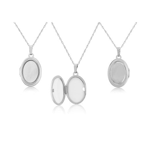 Sterling Silver Mother of Pearl Inlay Locket and Chain
