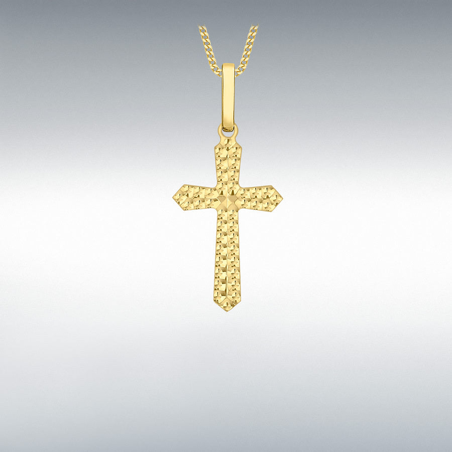 9ct Yellow Gold 11mm x 24mm Embossed Cross Pendant