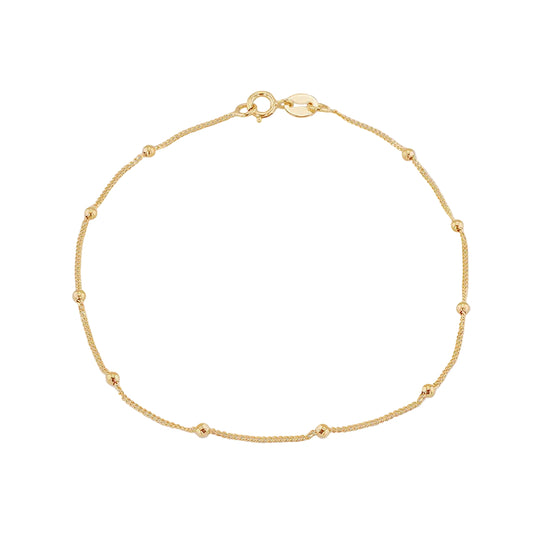 9ct Yellow Gold Micro Bead and Curb Chain Bracelet