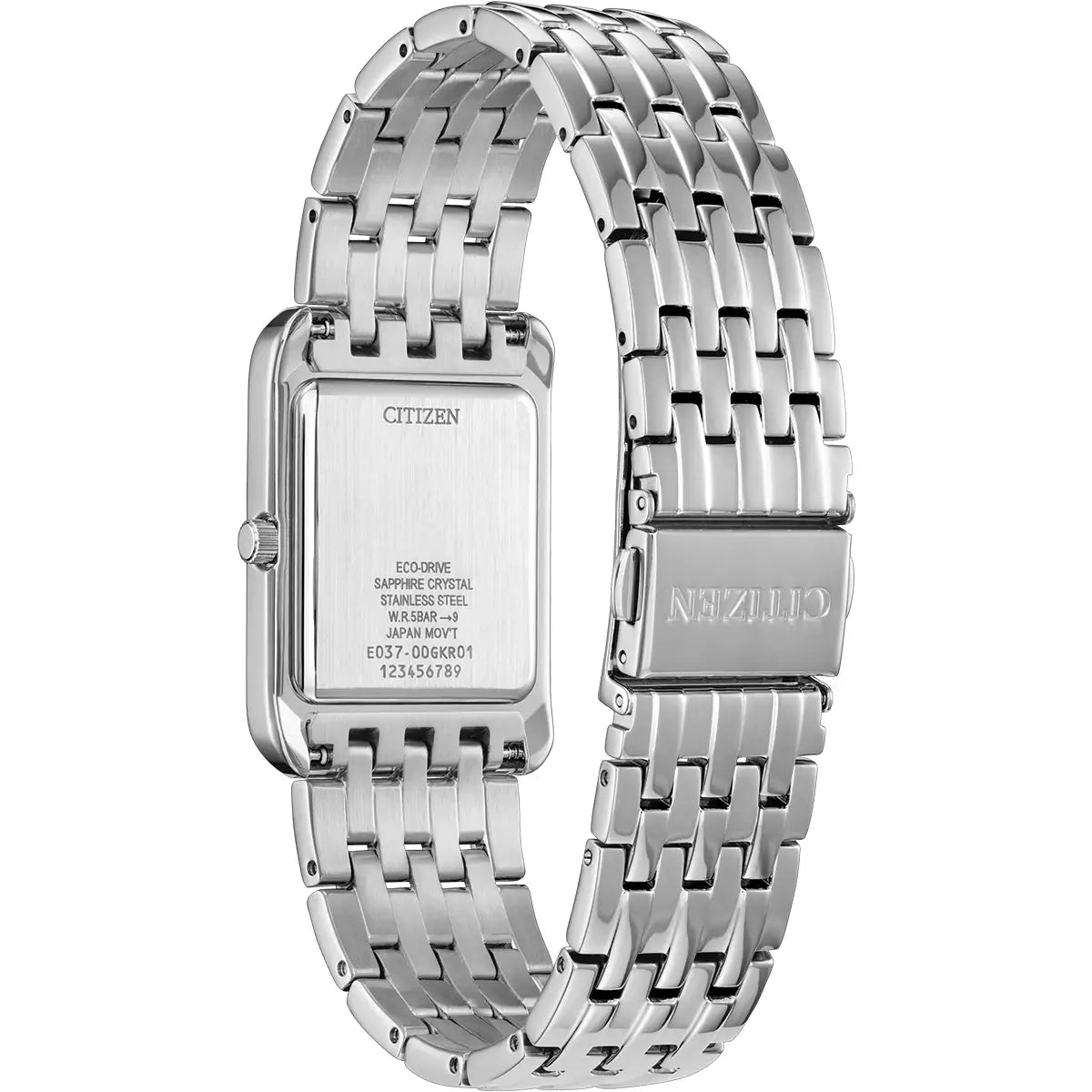 Citizen Stainless Steel Rectangular Black Dial Slim Bracelet Watch BJ6570-50E