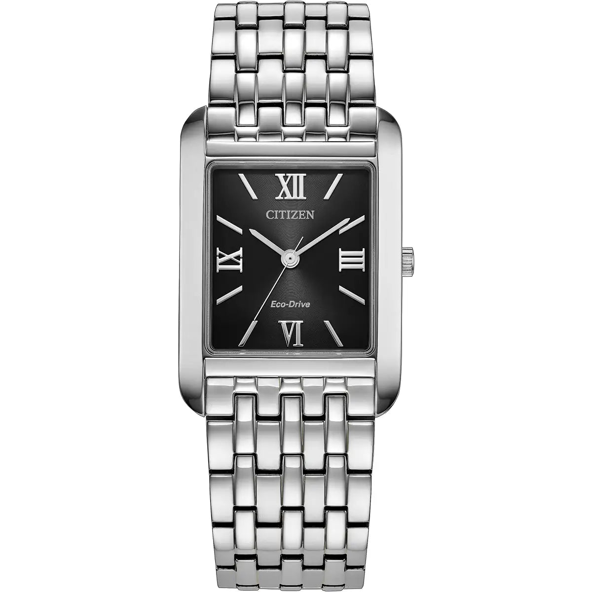 Citizen Stainless Steel Rectangular Black Dial Slim Bracelet Watch BJ6570-50E