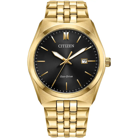 Citizen Yellow Goldplated Black Dial Bracelet Watch BM7333-85E