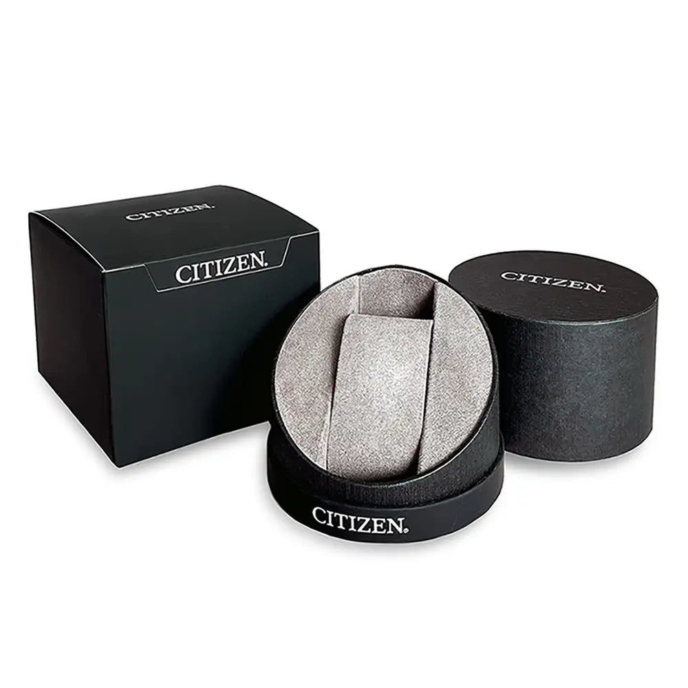 Citizen Grey Dial Full Figure Black Steel Case Canvas Strap Watch BM8595-16H