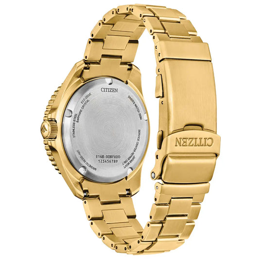 Citizen Yellow Gold Plated Promaster Green Dial Bezel 200M Divers Bracelet BN0262-59W