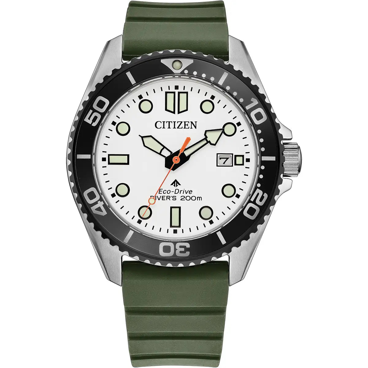 Citizen Promaster Diver Green Polyurethane Strap White Dial Watch BN0265-00A