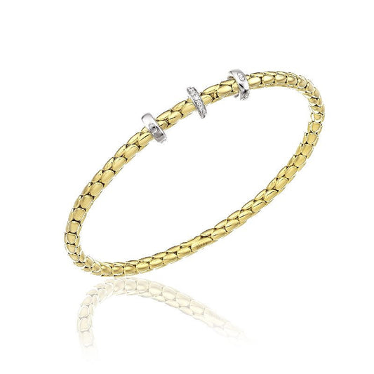 Chimento 18ct Yellow Triple Rondel 0.10ct Diamond Stretch Bracelet
