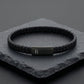 Steel & Barnett Braided Black Leather Bracelet with Black Stainless Steel Clasp Small