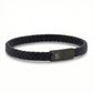 Steel & Barnett Braided Black Leather Bracelet with Black Stainless Steel Clasp Small
