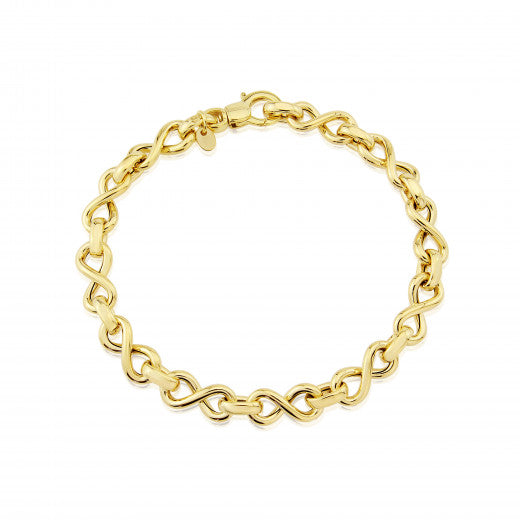 9ct Yellow Gold Hollow Infinity Link Bracelet