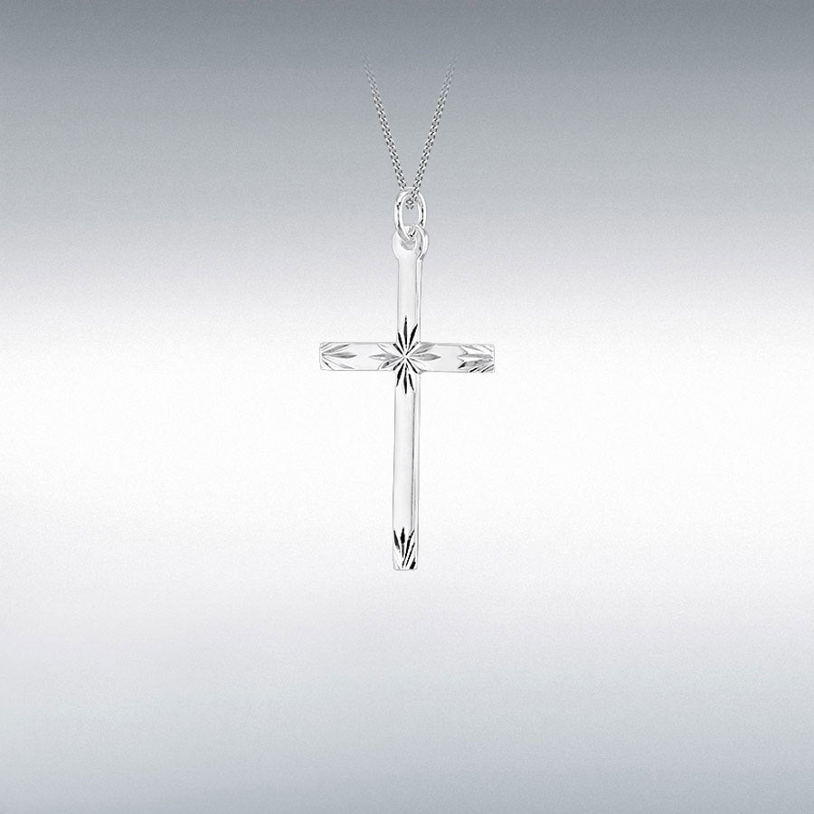 Sterling Silver Cross with Diamond Cut Centre
