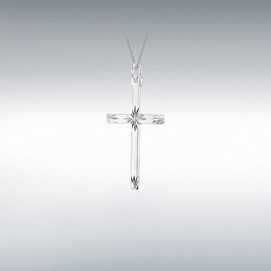 Sterling Silver Cross with Diamond Cut Centre