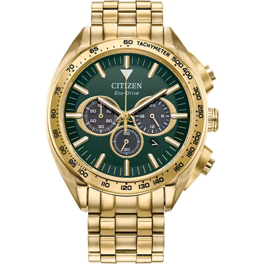 Citizen Green Dial Chronograph Gold Plated Watch CA4542-59X