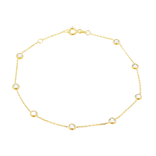 9ct Yellow Gold 3.65mm Cubic Zirconia Adjustable Bracelet