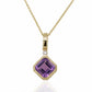 9ct Yellow Gold Diamond & Amethyst Necklace