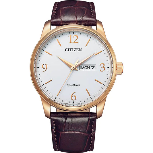 Citizen Yellow Gold Plated Leather Strap Watch