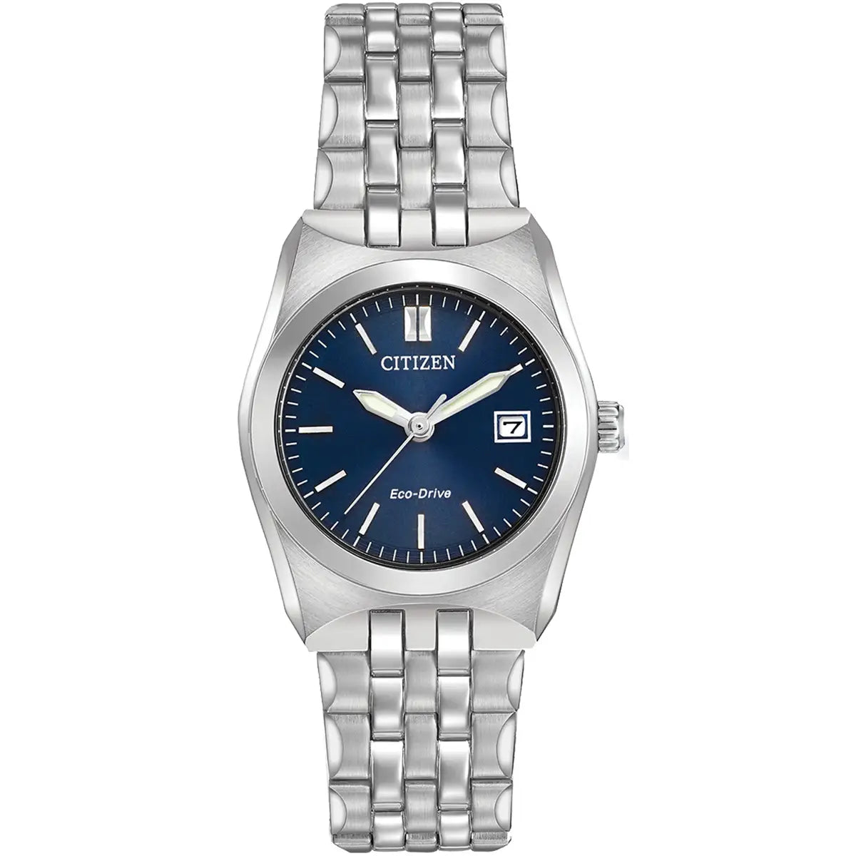 Citizen Silver Tone Stainless Steel Navy Dial Ladies Watch EW2290-54L
