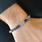 Steel & Barnett Matte Sodalite Gemstone Barrel Beads Bracelet Small