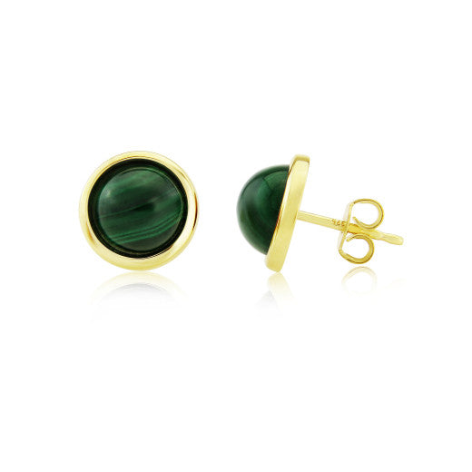 9ct Yellow Gold Malachite Stud Earrings