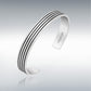 Sterling Silver Mens Striped Cuff Bangle