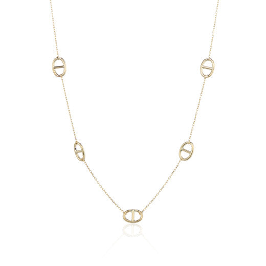 9ct Gold Marina and Trace Link Necklace 18"