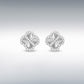 Sterling Silver Cubic Zirconia Rainbow Clover Stud Earrings