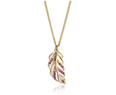 Clogau Debutante Pink Tourmaline Feather Necklace DBPFP