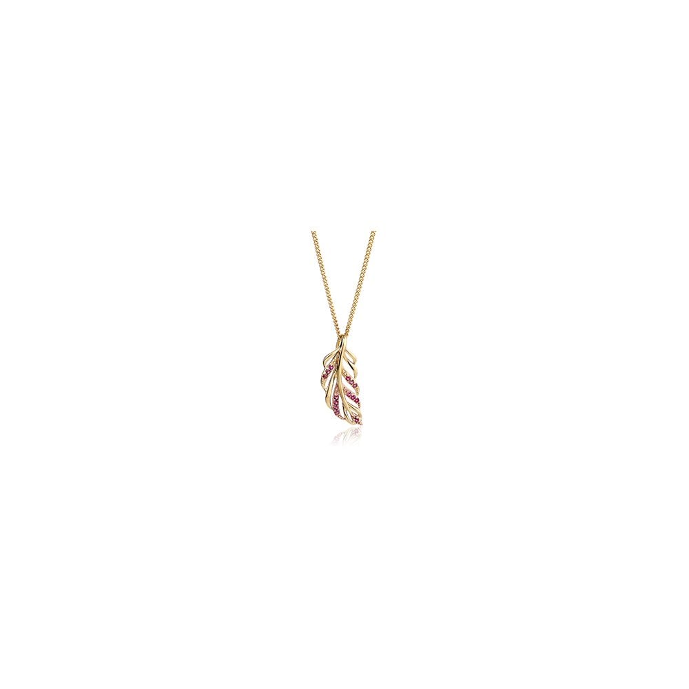 Clogau Debutante Pink Tourmaline Feather Necklace DBPFP