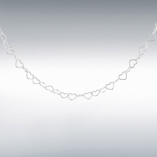 Sterling Silver Mini Open Heart Chain 18" 3.5mm