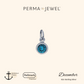 Permanent Sterling Silver Round Teal December Birthstone Cubic Zirconia Charm for Perma Bracelet