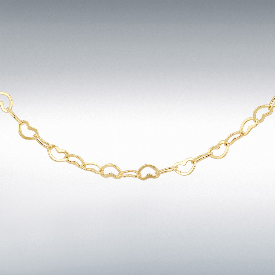 9ct Yellow Gold Mini Open Heart Chain 46cm, 18"