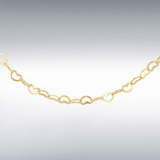 9ct Yellow Gold Mini Open Heart Chain 46cm, 18"