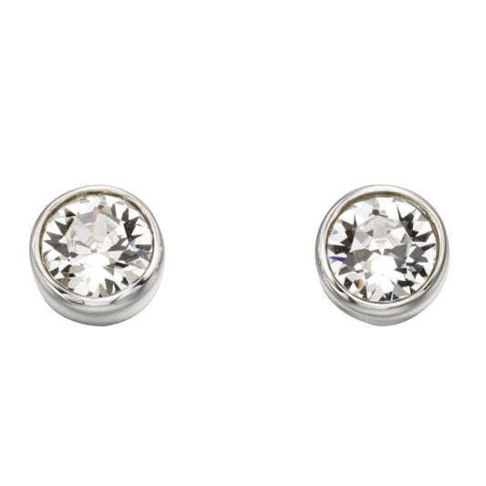 Sterling Silver Crystal April Stud Earrings