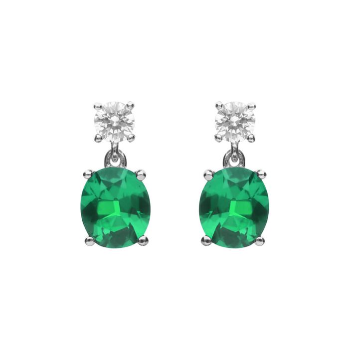 Diamonfire Oval Green Zirconia Drop Earrings