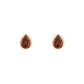 Gold Plated Pear Cut Garnet January Birthstone Stud Earrings