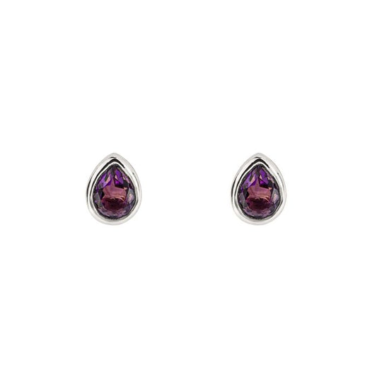 Sterling Silver Amethyst February Birthstone Stud Earrings