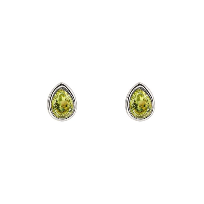 Sterling Silver Peridot August Birthstone Stud Earrings