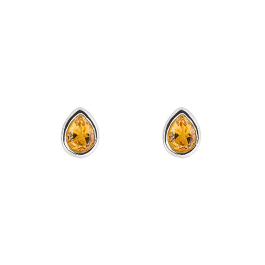 Sterling Silver Citrine November Birthstone Pear Cut Stud Earrings