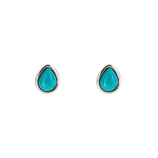 Sterling Silver Turquoise December Birthstone Pear Cut Stud Earrings