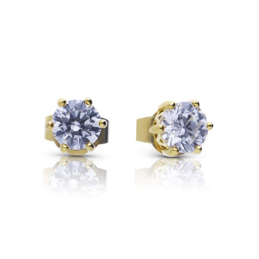 Diamonfire Yellow Gold Plated 1ct Cubic Zirconia 6 Claw Earrings