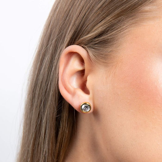 Diamonfire Yellow Gold Plated 2ct Cubic Zirconia Stud Earrings