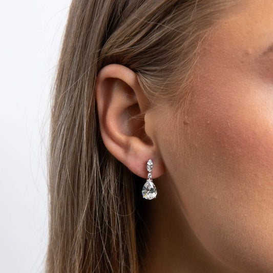 Diamonfire Sterling Silver Cubic Zirconia Marquise Teardrop Dropper Earrings