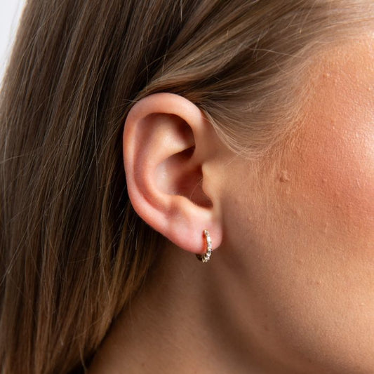 Diamonfire Yellow Gold Plated Cubic Zirconia Mini Hoop Earrings