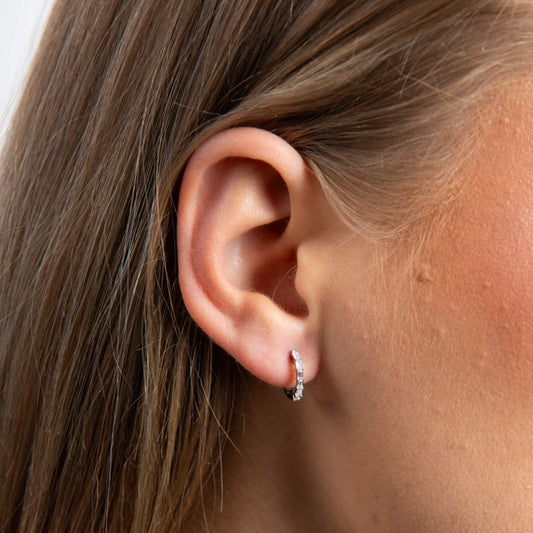 Diamonfire Sterling Silver Cubic Zirconia Mini Hoop Earrings