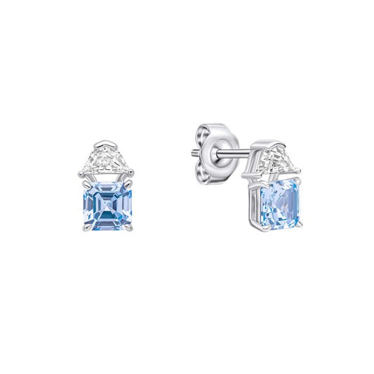 Diamonfire Sterling Silver Blue Cubic Zirconia Stud Earrings