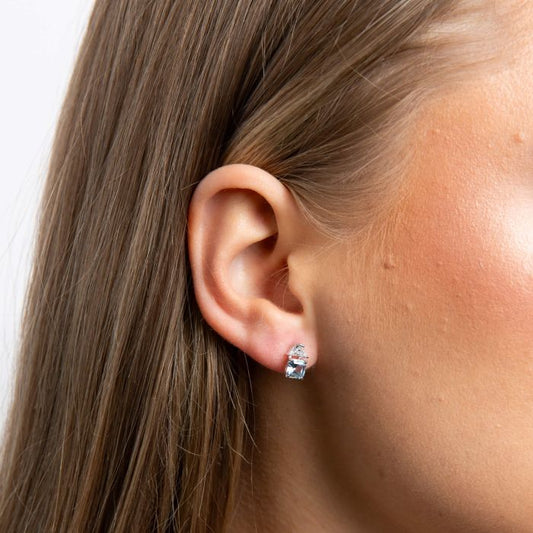 Diamonfire Sterling Silver Blue Cubic Zirconia Stud Earrings