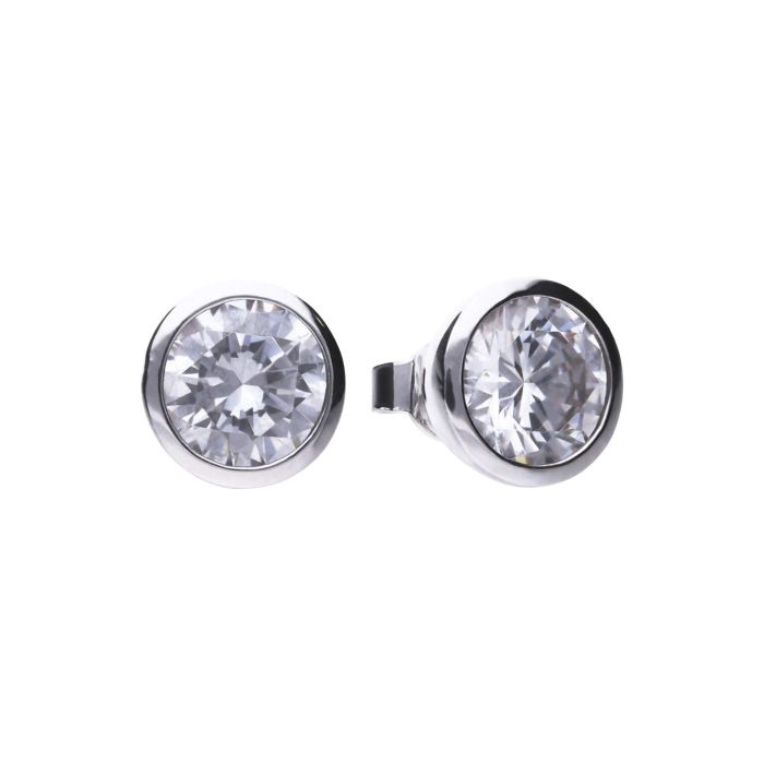 Diamonfire Sterling Silver 4ct Cubic Zirconia Bezel Earrings