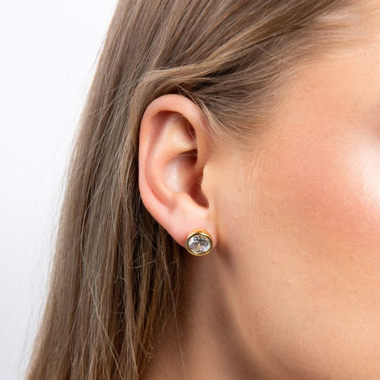 Diamonfire Yellow Gold Plated 3ct Cubic Zirconia Stud Earrings