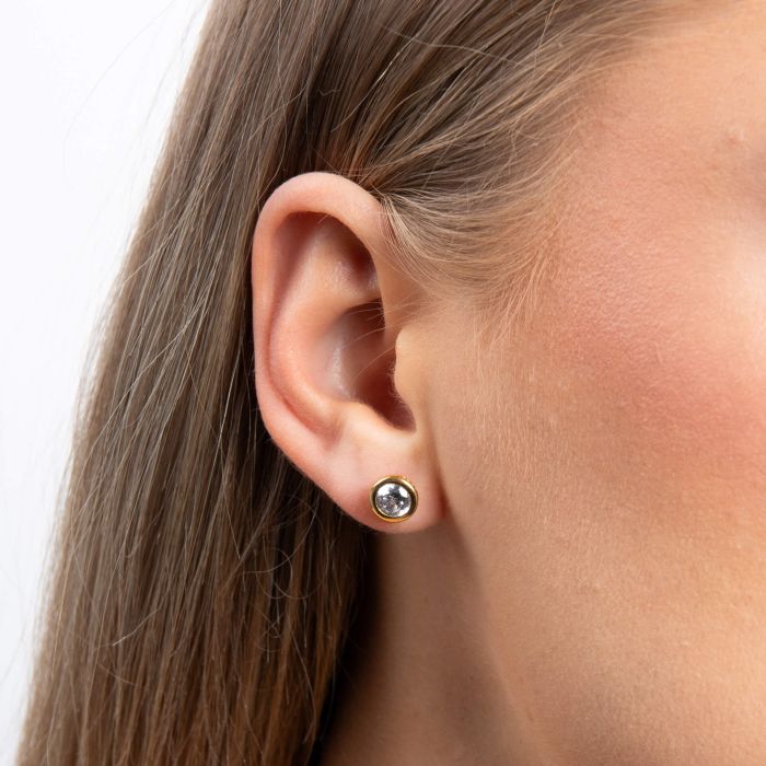 Diamonfire Yellow Gold Plated 1ct Cubic Zirconia Stud Earrings