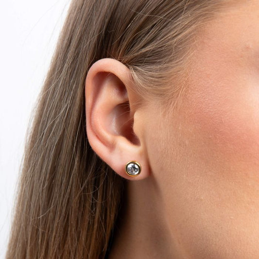 Diamonfire Yellow Gold Plated 1ct Cubic Zirconia Stud Earrings