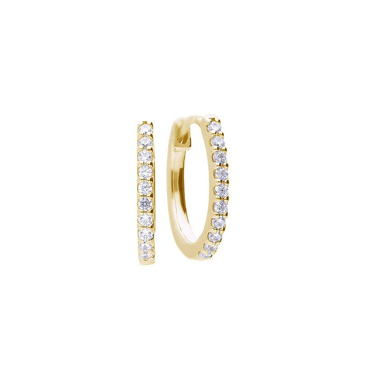 Diamonfire Yellow Gold Plated Pave Cubic Zirconia Hoop Earrings